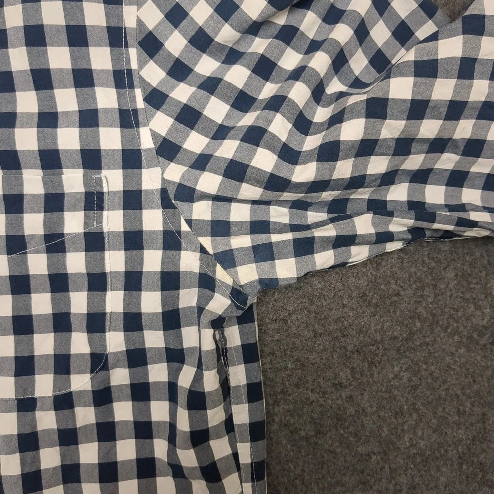 J Crew Slim Fit Gingham Check Button Down Shirt Mens Large Blue White Cotton‎